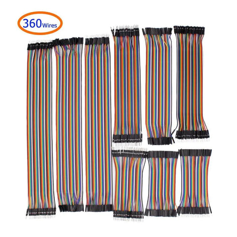 360 Piece Multicolor Breadboard Jumper Wires Kit Featuring 30.5cm 12in, 20.5cm 8in, 10.4cm 4in Dupont Cables for prototyping