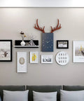 Gallery wall with frames using All In One Picture Hanging Kit With D Ring Hangers And Screws, Aluminum Sleeves, 100 Feet Wire.