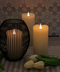 3 Pack Flickering Flameless LED Pillar Candles Battery Operated With Timer Real Wax Ivory 3D Moving Flame Creates Cozy Ambient Glow