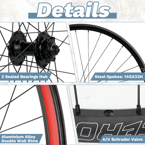 26 Inch Front Mountain Bike Wheel Set Beefed Up With Quick Release Aluminum Double Wall Rims 2 Bearing Hubs Disc Brake Read