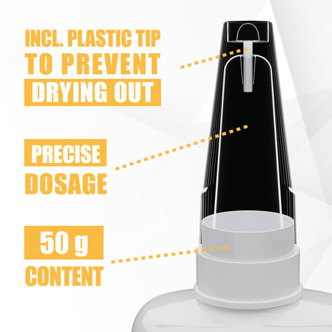 Ultra Fast Dry 3D Printer Glue For PLA, ABS, PETG, TPU, Nylon And ASA, Clear Capillary Action Adhesive, white bottle top
