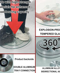 Tempered Glass Lazy Susan Turntable for Dining Table Round Rotating Serving Tray clear easy clean 8mm thick, non-slip