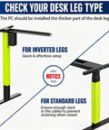 Under Desk PC Mount Adjustable Clamp On Computer Tower Stand Zero Hassle Setup Universal CPU Holder notice for setup guidance on desk leg types.