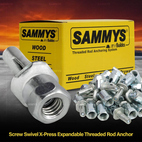 Three Eighths Inch Screw Swivel Expandable Thread Rod Anchor For Pipe Hangers Install Vertical Up To 45 Degrees Electro Zinc Finish Heavy Duty Galvanized Steel 25 Pack For Heavy Duty Use
