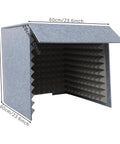 Desktop Acoustic Booth Foldable Three Sided Recording Isolation Shield with High Density Sound Absorbing Foam, 60cm size.