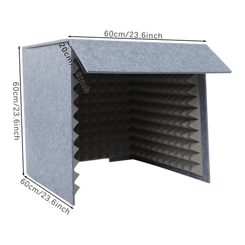 Desktop Acoustic Booth Foldable Three Sided Recording Isolation Shield with High Density Sound Absorbing Foam, 60cm size.