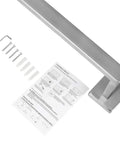 Premium Thick SUS 304 Stainless Steel Square Towel Rack For Bathroom Wall Mounted Towel Bar Rustproof 27 Inch Brushed Nickel 1 Pack Easy Install Modern Bath Accessory For Organized Space Must Have with installation tools and manual displayed.