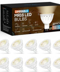Dimmable MR16 LED Bulbs With GU5.3 Bi-Pin Base, 2700K Soft White, 5W-50W Equivalent, UL Listed, 10-pack displayed with packaging