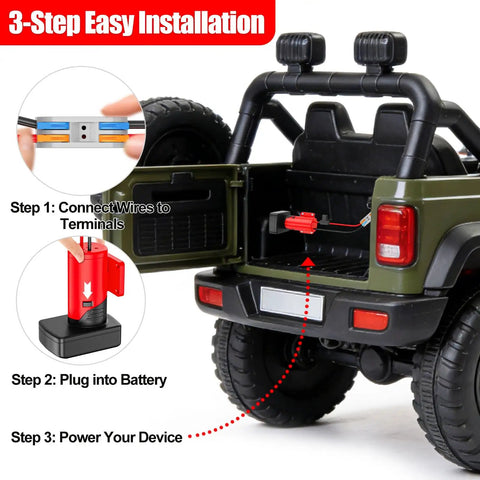 Battery Adapter For Milwaukee 12V Batteries With 14 Gauge Wire Terminals And Fuse Protection installation steps on toy car