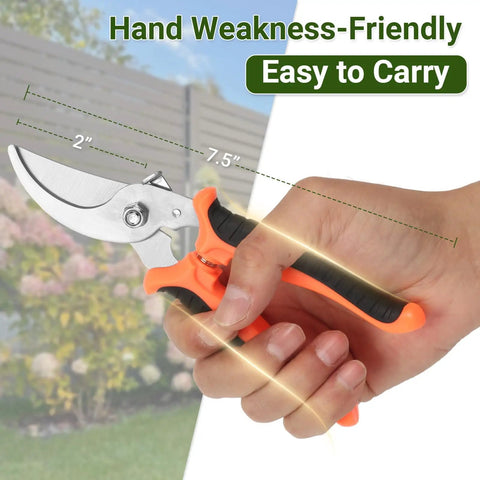 Effortless 7.5 Inch Pruning Shears For Roses And Shrubs With Stainless Steel Blades And Soft Grip Handle