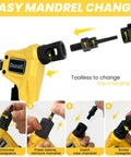 Process of changing mandrel on the Rivet Nut Tool Kit For Tight Spaces 8 Inch Right Angle Hand Rivnut Tool With 96 Rivnuts And 8 Mandrels M3 To M6 6 32 8 32 10 24 1 4 20 Includes Durable Carrying Case.