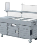 CamKiosk Food Service Cart With Four Food Pan Wells Black Base And Granite Gray Door Built To Last No Fuss Durable Polyethylene
