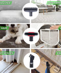 Versatile Vacuum Attachments And Brush Kit for most vacuums cleaning pet hair, lint, upholstery, low carpets, edges, and tight spaces.
