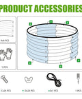 Assembly diagram for Three Piece Round Galvanized Raised Garden Bed Kit Each 2x2x1 Ft Outdoor Metal Planter Box For Vegetables And Flowers