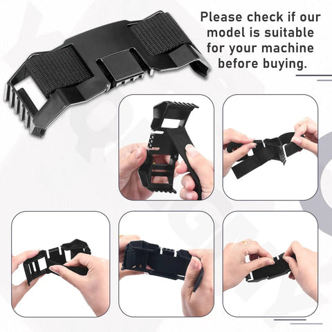Hard Hat Headlamp Mount Kit For Most Safety Helmets, Universal Clip Bracket With Webbing Straps, Easy Install shown in steps