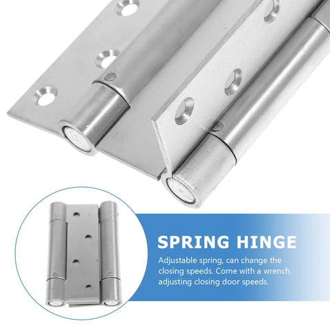 Stainless Steel Spring Door Hinges Double Action Self Closing For Indoor And Outdoor Doors, Adjustable Closing Speeds, Close-up