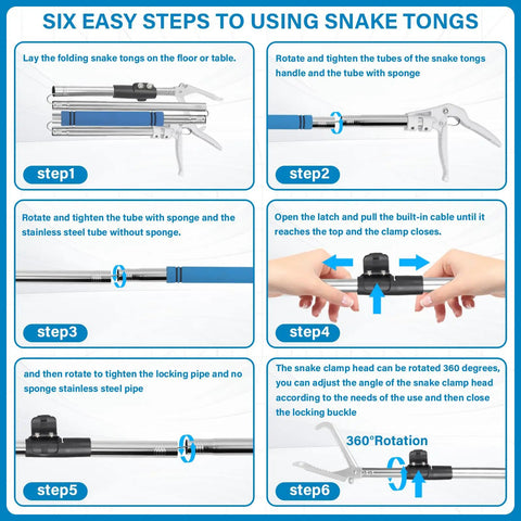 69 Inch Pro Grade Snake Grabber Tool With Long Handle For Safe Rattlesnake Catching And No Bite Distance, Wide Jaw, Stainless Steel Tube, Non Slip Sponge Grip, Heavy Duty Reptile Tongs For Outdoor Use
