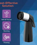 Heavy Duty Black Replacement Kitchen Sink Sprayer With Hose And Guide, High Pressure Thumb Trigger Rinsing Wand For Faucet, side view showcasing design and features.