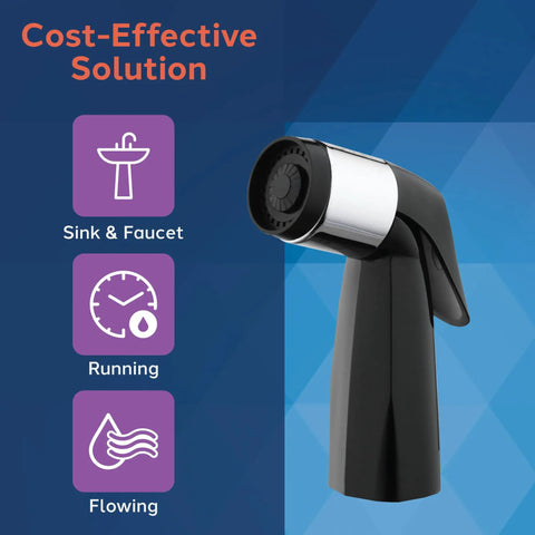 Heavy Duty Black Replacement Kitchen Sink Sprayer With Hose And Guide, High Pressure Thumb Trigger Rinsing Wand For Faucet, side view showcasing design and features.