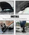 Installation of Off Road Hood Light Mount Bracket 2 Pack With Adjustable Pillar Light Bar Clip on car engine hood