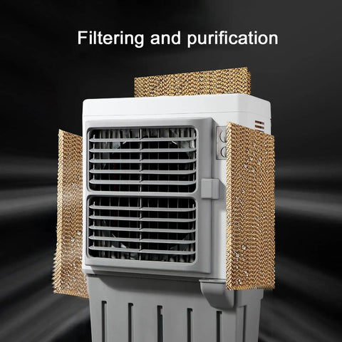 Portable Swamp Air Cooler With Three Fan Speeds And Wide Angle Oscillation Keeps You Seriously Chill All Summer featuring honeycomb pads for filtering.