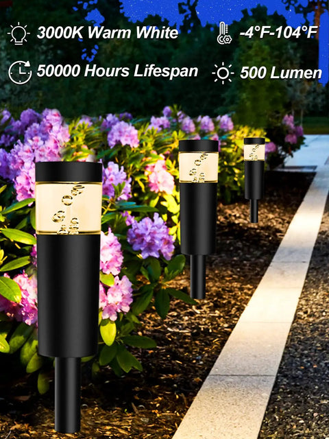 Low Voltage 12V Outdoor Landscape Path Lights With Connectors 5W 500 Lumen Glare Free Warm White LED Bollard Walkway Lights