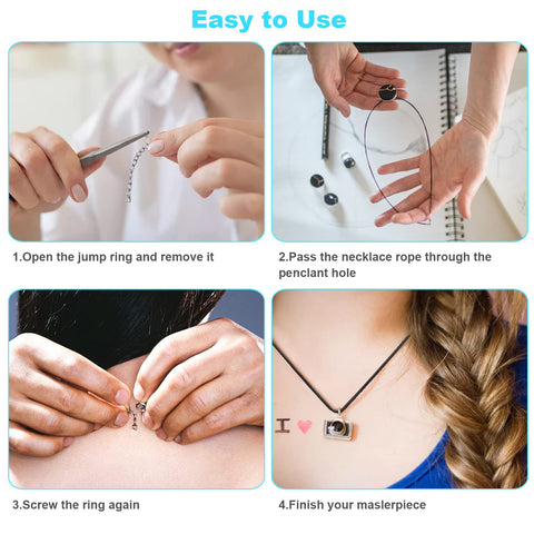 Instructions for 100 Pcs Premium Leather Necklace Cord With Clasps For Pendants Black 18 Inch Waxed Rope String DIY Kit.