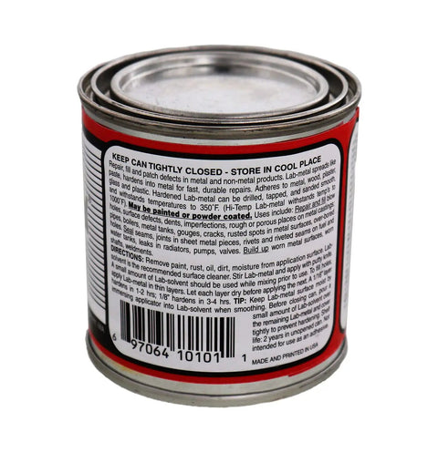 Back view of 12 Oz Ready To Use Metal Repair Putty for Dent Filling and Patching with product label visible.