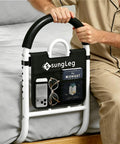 Adjustable Bed Rail With Non Slip Handle And Handy Storage Pocket For Seniors in use next to bed