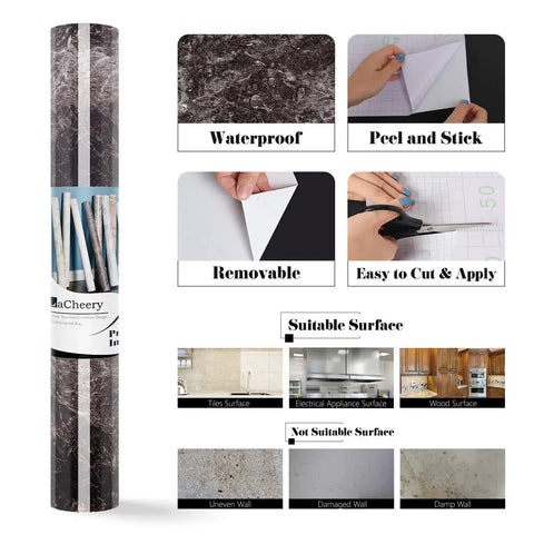Dark Emperador Marble Self Adhesive Contact Paper 24x160 Inch Peel And Stick Countertop Wallpaper for kitchen surfaces and shelves