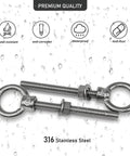 Beefy Heavy Duty Five Pack Eyebolts One Quarter Inch Diameter Two And Three Eighths Inch Length Threaded With Nuts And Washers Marine Grade 316 Stainless Steel Shoulder Lifting Ring Eyebolts For Reliable Hoisting And Secure Attachments