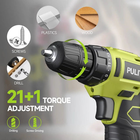 Close-up of 12V Cordless Drill Set With Battery And Charger, Lightweight And Compact, Three Eighth Inch Keyless Chuck, LED, 21+1 Torque
