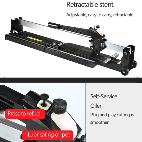 Manual Tile Cutter With Sliding Head, 1200mm Max Cut featuring retractable stent and self-service oiler for porcelain and ceramic tiles