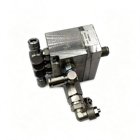 P7281712 Air Solenoid Valve Original Used Condition Drop In Ready For Printing Equipment Spare Parts Ideal For Quick Install On Printing Machines Replacement Part With Trusted Quality, steel body angled view