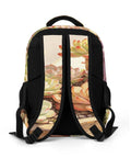 Back view of Succulents Wooden Planter Print Backpack Unisex Large Capacity Durable Polyester All Day Everyday Carry For School Work Travel