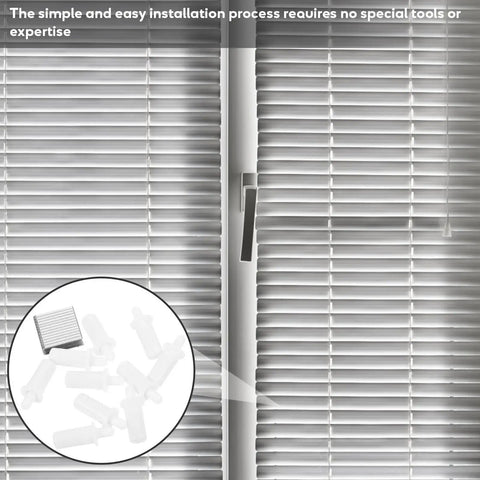 Heavy Duty Shutter Replacement Repair Pins optimized for window screens and curtains, showing installation process with blinds.