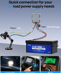Level Up Your Ride With This Hella Efficient DC DC Step Down Converter Dropping 48 To 12 Volts At 20 Amps For Golf Carts And Utility Trailers including connections to battery, lamp, and controls.