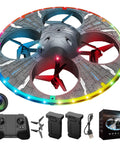 Foam Round RC UFO Drone With Camera Light Up LED Night Lights Color Switching 360 Degree Flips Adjustable Speed Beginner Friendly FPV Quadcopter.