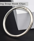 10 Pcs Big Round Carabiner Clips, 2 Inch, 50 Mm, Metal Trigger Snap Hooks With O Rings For DIY Charms, Keychains, Silver Large close-up