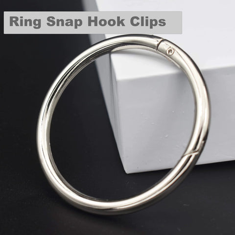 10 Pcs Big Round Carabiner Clips, 2 Inch, 50 Mm, Metal Trigger Snap Hooks With O Rings For DIY Charms, Keychains, Silver Large close-up