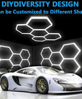 Hexagon Garage LED Light 168W Honeycomb Ceiling Panel 6500K RGB 20736LM Super Bright Five Grid Hex Light in customized design
