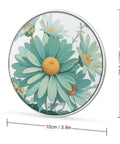 Mint Green Watercolor Daisy Wireless Charger Pad With 10W Fast Charging Portable Qi Charger Pad For iPhone Android Slim Lightweight Pad