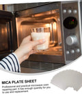 12 Pack Mica Sheets For Microwave Oven Heat Resistant Insulation Waveguide Covers with glass of milk in open microwave