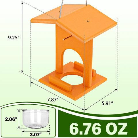 Oriole Feeder For Outdoors Hanging All In One Recycled Plastic Bird Feeder With Removable Glass Cup For Jelly Jam Fruit Nectar.