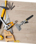 Manual Hand Seamer Tool For Metal Bending And Seaming with ergonomic double handle among various construction tools on wooden floor