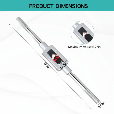 Adjustable Tap Wrench M6 To M20 For 1/4 To 3/4 Inch Taps heavy duty metalworking tool with dimensions shown on image