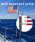 Boat Flag 12x18 Inch For Marine Use With 4 Flag Pole Kits USA Flag With 50 Embroidered Stars Heavy Duty Clips That Stand Up To High Winds