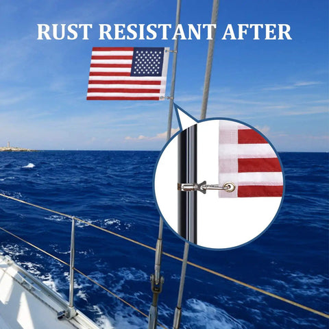 Boat Flag 12x18 Inch For Marine Use With 4 Flag Pole Kits USA Flag With 50 Embroidered Stars Heavy Duty Clips That Stand Up To High Winds