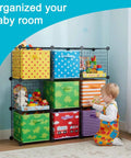 Wire Cube Storage Organizer Set Of 4 with colorful bins in a child's room