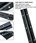 Two Pack 12 Inch Piano Hinges In Stainless Steel Black Heavy Duty For Doors Cabinets Woodworking And Marine Applications